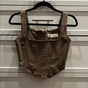 We The Free Brown Crop Tank Top